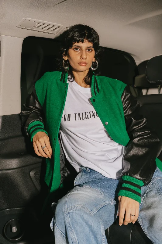 Charming Everyday Clothing For Women Verdant Varsity Jacket