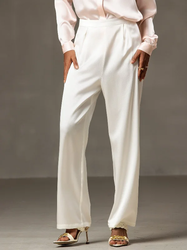 Modern Women's Wardrobe Essentials 19Momme Casual Silk Wide Leg Pants