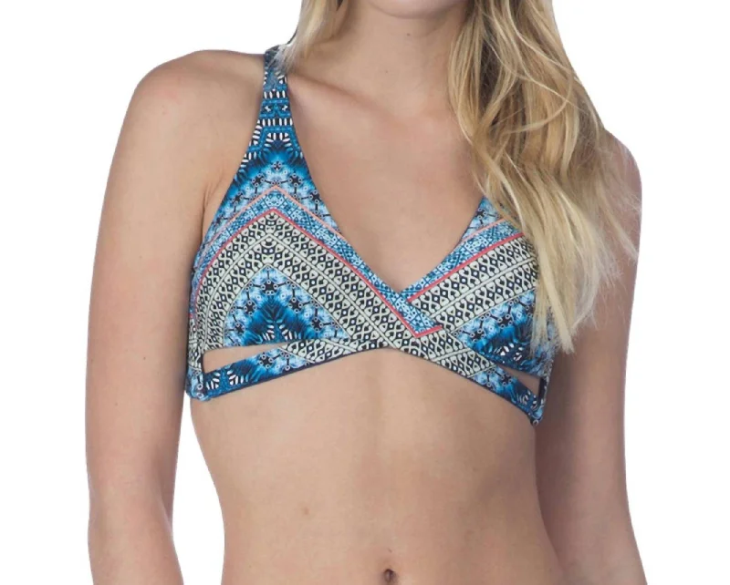 Women's Classic Attire Chevron Faux Wrap Bikini Top In Nomad