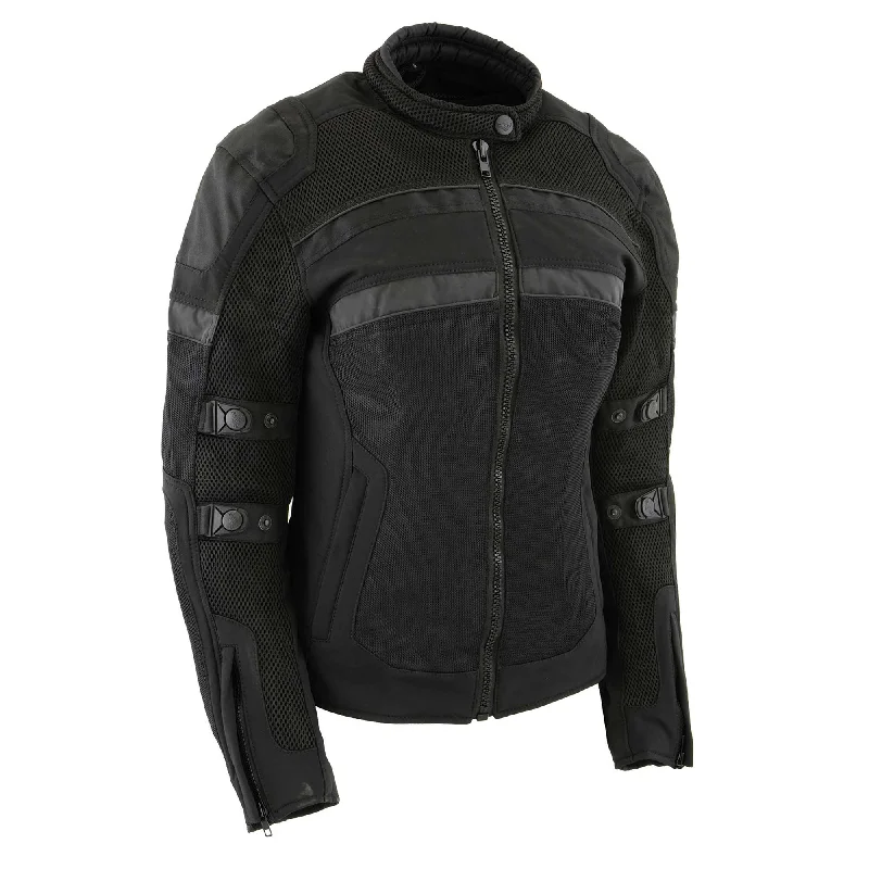 Women's Plus-Size Garments Milwaukee Leather MPL2775 Black Armored Textile Motorcycle Jacket for Women - All Season Jacket w/ Removable Liner Women's Plus-Size Garments Milwaukee Leather MPL2775 Black Armored Textile Motorcycle Jacket for Women - All Season Jacket w/ Removable Liner