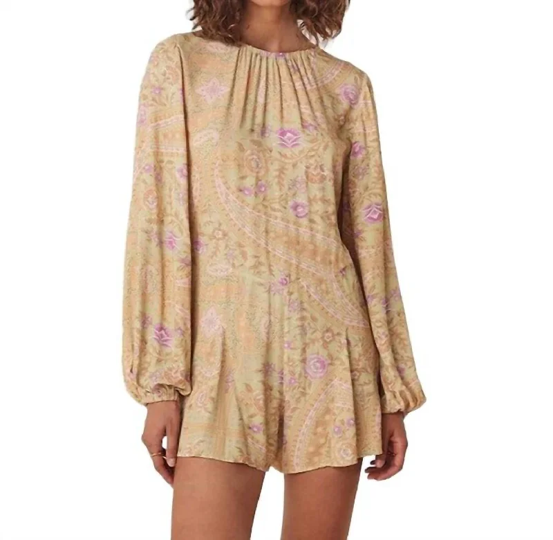 Women's Occasion Wear Apparel Belladonna Long Sleeve Romper In Dusty Olive