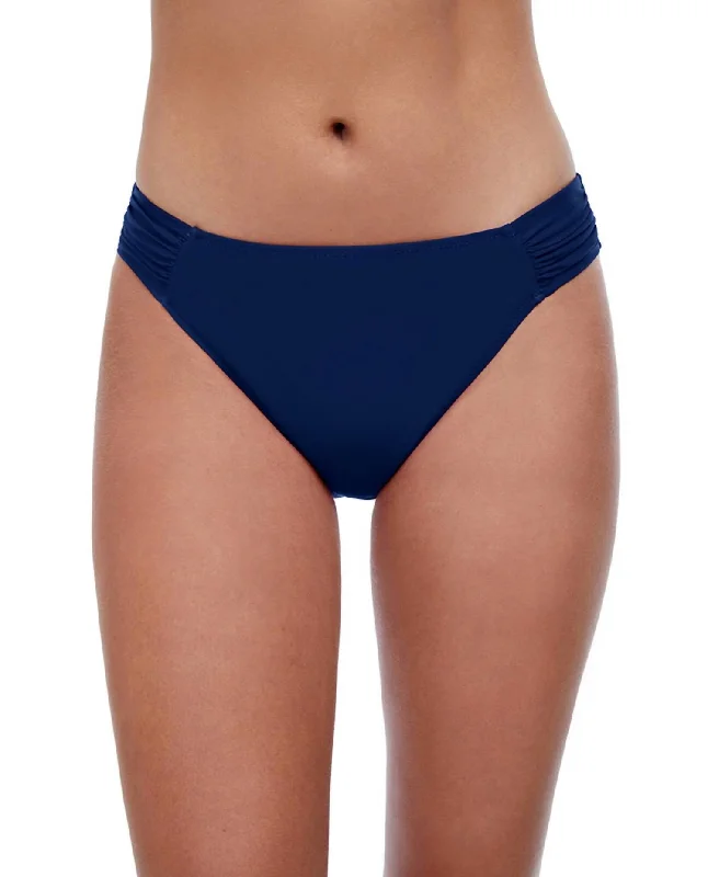 Women's Active Garments For Workouts Side Tab Hipster Bikini Bottom In Tutti Frutti Navy