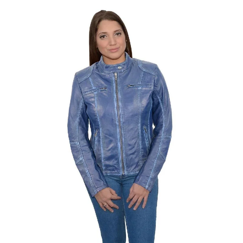 Women Wear Boutique Milwaukee Leather SFL2830 Women's Royal Blue Scuba Style Sheepskin Fashion Leather Jacket Women Wear Boutique Milwaukee Leather SFL2830 Women's Royal Blue Scuba Style Sheepskin Fashion Leather Jacket