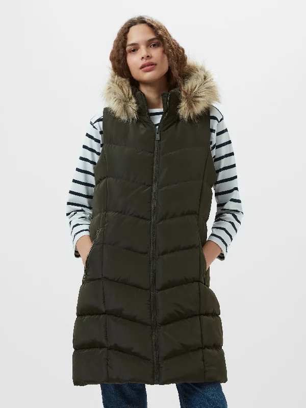 Trendy Outfits For Ladies Faux Fur Hooded Chevron Gilet