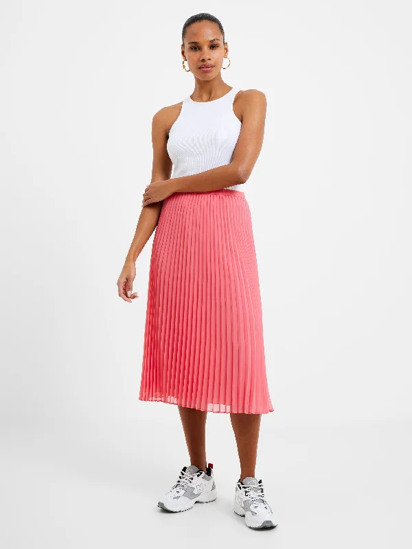 Women's Clothing Apparel Pleated Solid Midi Skirt
