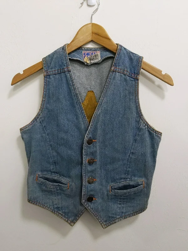 Minimalist Women's Fashion Clothing [XS] 1970s Faded Glory Denim Vest