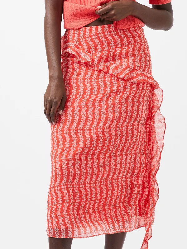 Women's Active Outfit For Fitness Frances Recycled Crinkle Ruffle Midi Skirt