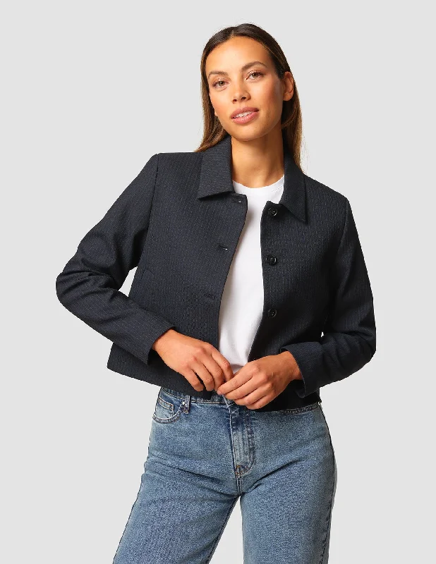Women's Formal Wear Serene Short Jacket Black Night Pinstripe