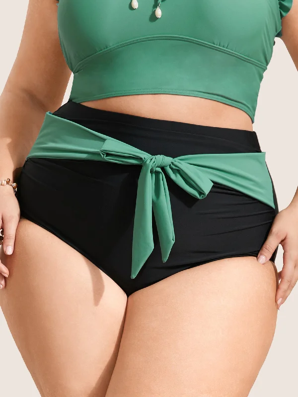 Women's Vacation Outfit Set Tie Knot Ruched High Rise Swim Bottom