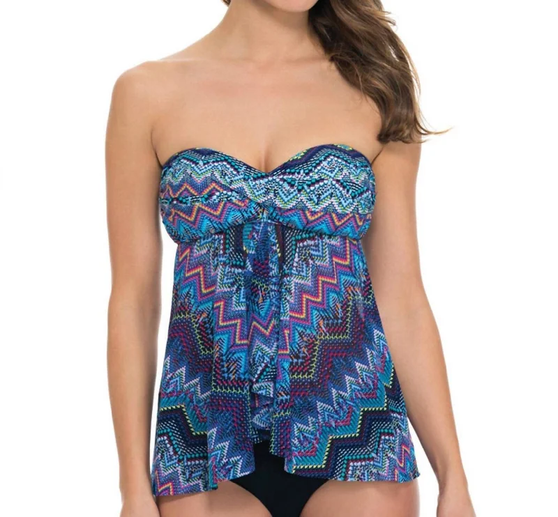 Women's Professional Attire Bandeau Fly Away Tankini Top In Skyline