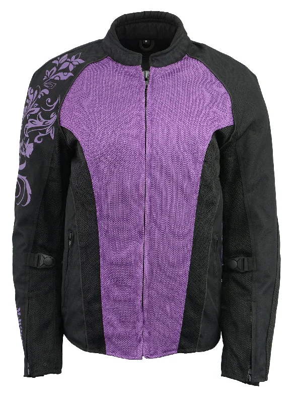 Everyday Women's Fashion Trends M Boss Motorcycle Apparel BOS22700 Ladies Black and Purple Mesh Jacket with Flower Printing Everyday Women's Fashion Trends M Boss Motorcycle Apparel BOS22700 Ladies Black and Purple Mesh Jacket with Flower Printing