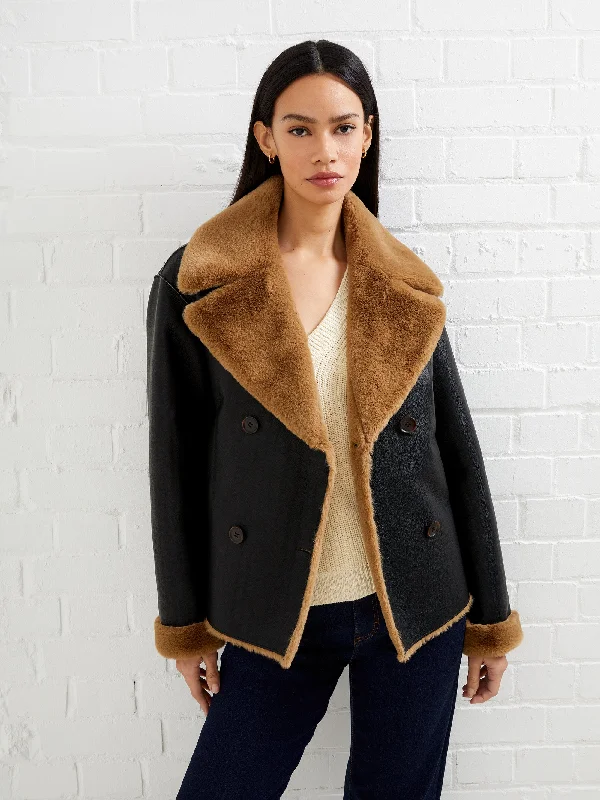 Fashionable Casual Tops Cerys PU Faux Fur Jacket