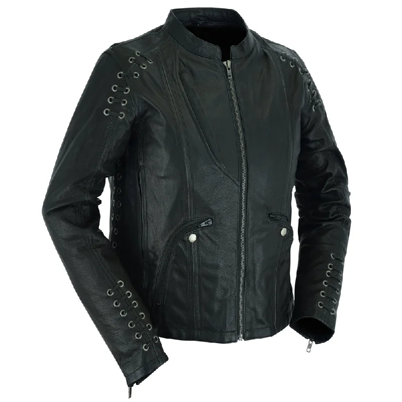 Women's Holiday Clothes DS885 Women's Stylish Jacket with Grommet and Lacing Accents Women's Holiday Clothes DS885 Women's Stylish Jacket with Grommet and Lacing Accents