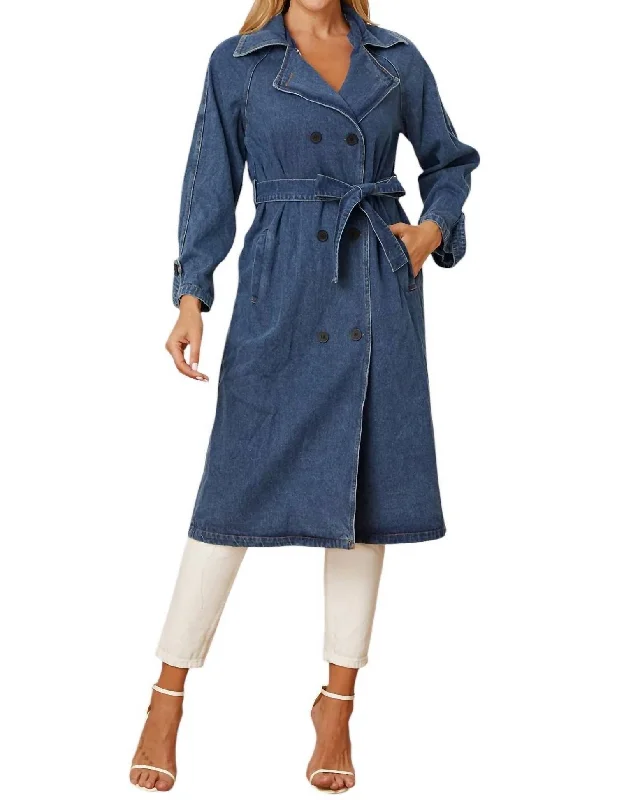 Women's Luxury Attire Long Denim Trench
