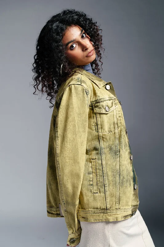 Holiday Special Offers Neo Lime Denim Trucker Jacket