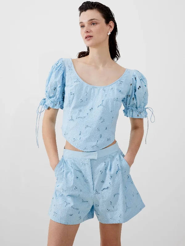 Formal Attire For Women Rhodes Cotton Embroidered Shorts