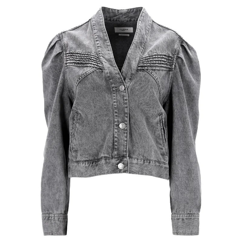 Women's Online Boutique Isabel Marant Etoile Hacene Acid Wash Jacket In Grey Cotton Denim Women's Online Boutique Isabel Marant Etoile Hacene Acid Wash Jacket In Grey Cotton Denim