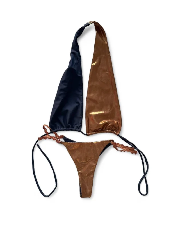 Women's Clothing For Holiday Travel Two-Tone Bikini Set In Bronze