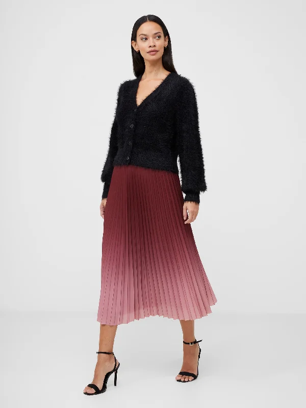 Charming Women's Holiday Apparel Sunburst Crepe Pleat Midi Skirt