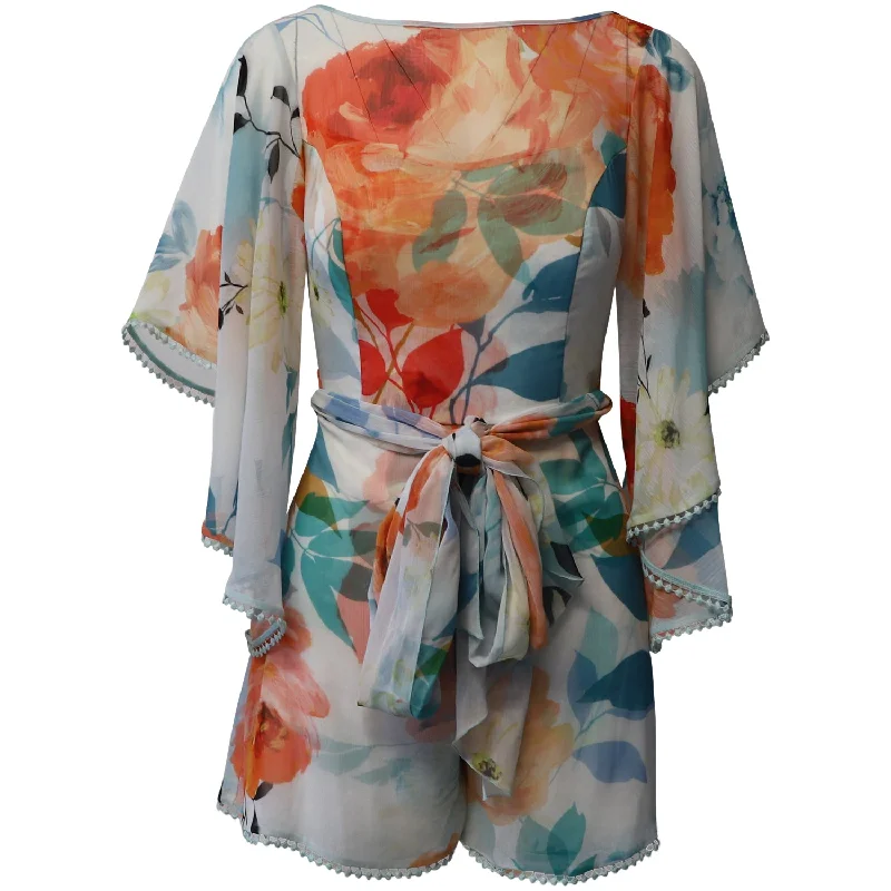 Women's Comfortable Garments Charo Ruiz Floral Print Open-Back Jumpsuit in Multicolor Polyester