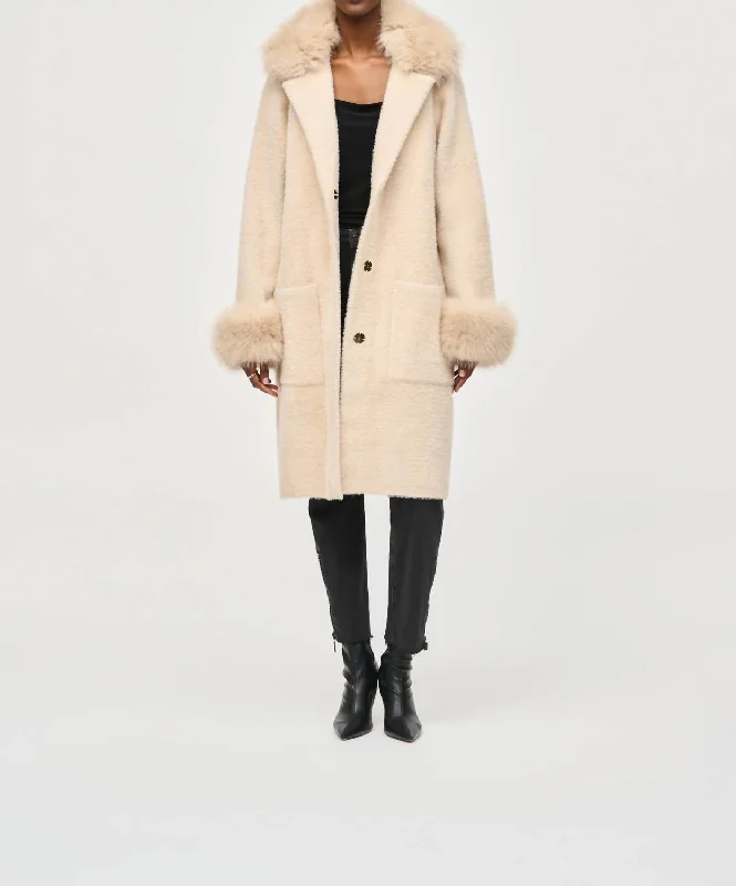 Charming Women's Outfit For Special Occasions Long Sweater Coat In Champagne