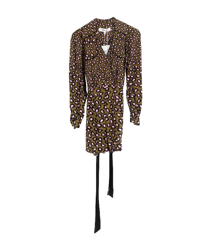 Women's Effortless Casual Outfit Diane Von Furstenberg Ella Wrap-Effect Leopard Print Playsuit in Multicolor Viscose Women's Effortless Casual Outfit Diane Von Furstenberg Ella Wrap-Effect Leopard Print Playsuit in Multicolor Viscose