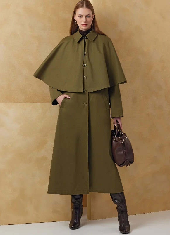 Women's Chic Outerwear Outfit Vogue Cape Coats V2074