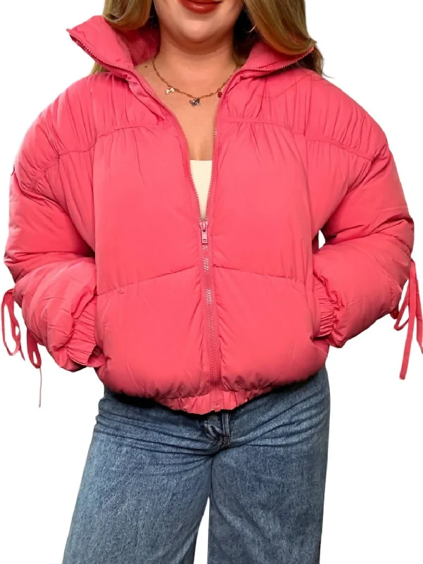 Clothes Woman Bubble Zip Up Jacket In Pink