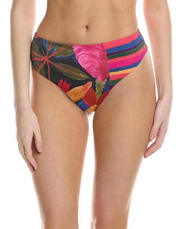 Women's Activewear Apparel FARM Rio Floral Tropical Colorful Stripes High-Waist Bikini Bottom
