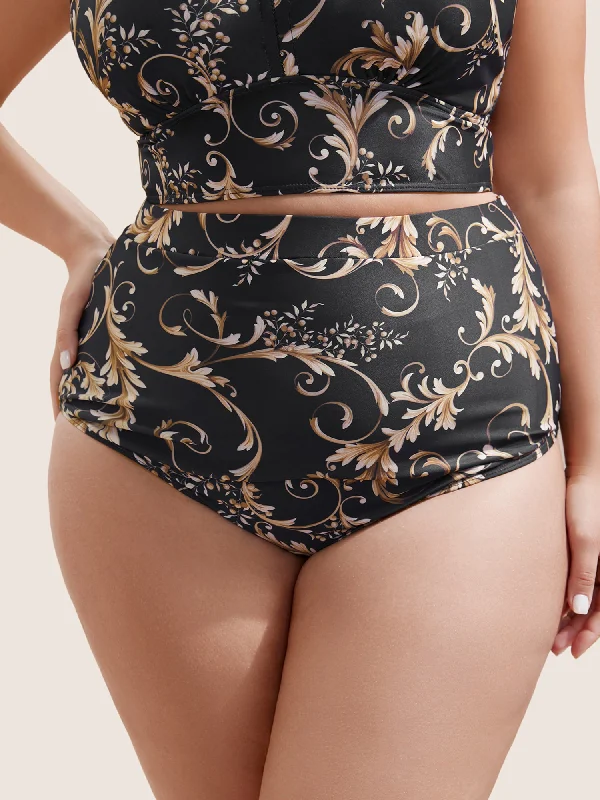 Chic Women's Outfit Baroque Graphic Skinny Swim Bottom