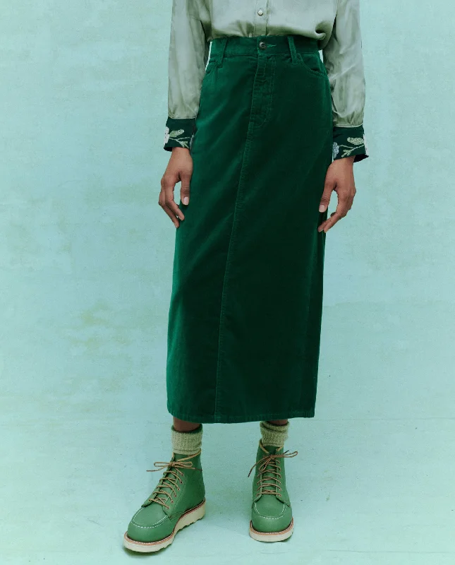 Women's Vintage-Inspired Clothing The Velvet Column Skirt. -- Emerald