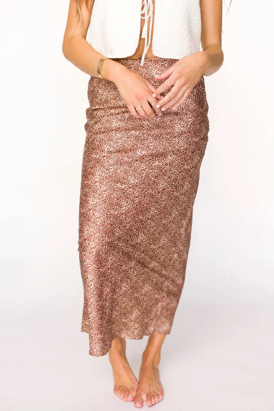 Unique Women's Fashion Pieces Wild Side Leopard Skirt in Taupe