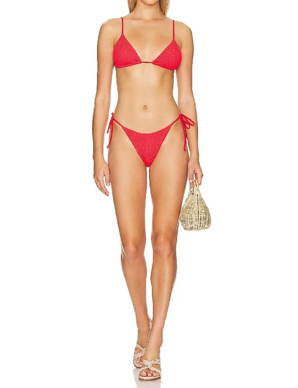 Affordable Women's Clothes Tides Bikini Bottom In Red Scrunch