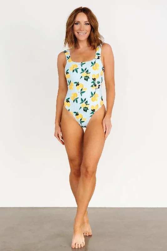 Tailored Clothing For Women Bordeaux One Piece | Blue + Citrus Print