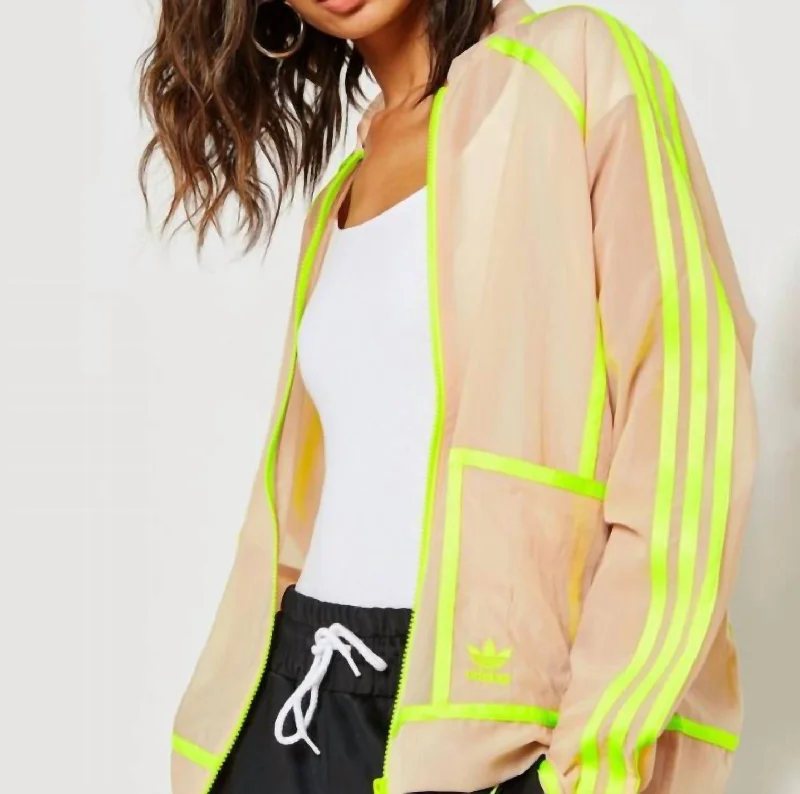 Women's Comfortable Garments Aa-42 Track Top Dusty Pearl Stripes Jacket In Tan