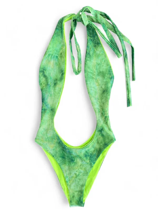 High-Fashion Women's Clothing Snake Print One Piece In Green