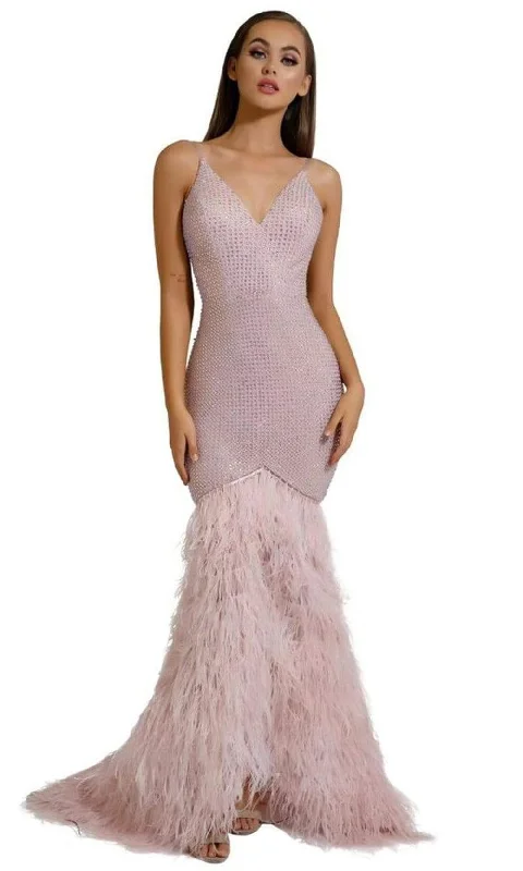 Sales Clothes Portia and Scarlett - PS6826 V Neck Feathered Dress