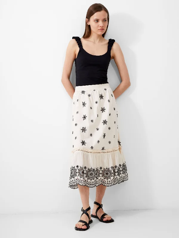 Women's Comfy Loungewear Outfit Embroidered Felicity Midi Skirt