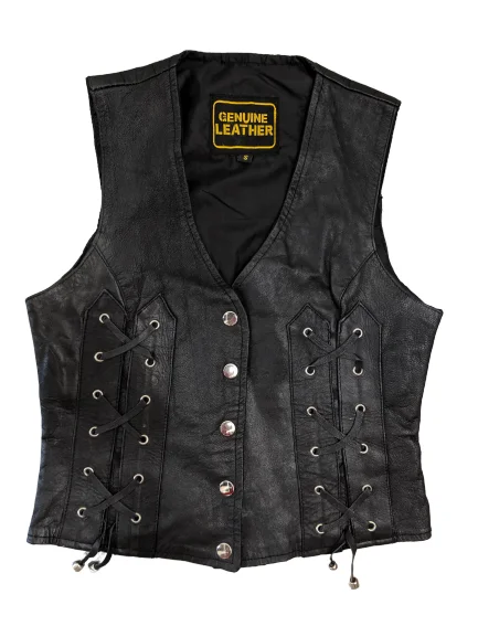 Chic Casual Wardrobe Essentials [S] Vintage Leather Lace-Up Vest
