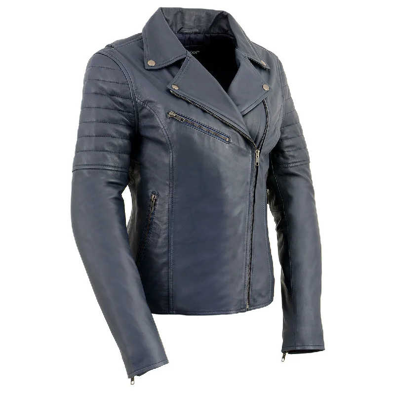 Casual Outfit For Women Milwaukee Leather Women's Duchess Blue Motorcycle Style Fashion Casual Leather Jacket SFL2870 Casual Outfit For Women Milwaukee Leather Women's Duchess Blue Motorcycle Style Fashion Casual Leather Jacket SFL2870