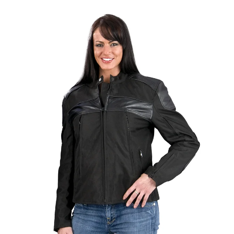 Women's Outerwear Attire NexGen SH1971 Women's Black Textile and Leather Motorcycle Racer Jacket Women's Outerwear Attire NexGen SH1971 Women's Black Textile and Leather Motorcycle Racer Jacket