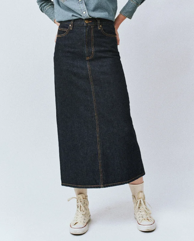 Chic Clothing For Women The Column Skirt. -- Midnight Rinse
