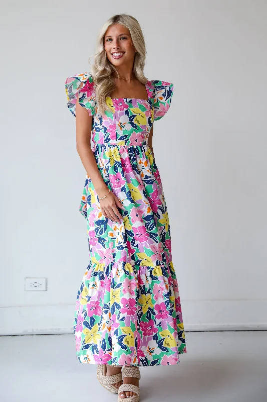 Women's Evening Wear Outfit FINAL SALE - Darling Concept Pink Floral Maxi Dress