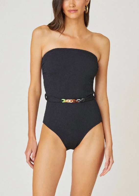 Chic Clothing For Women Belted One Piece Swimsuit In Jet