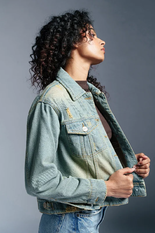Women's Urban Clothing Vintage Fusion Denim Trucker Jacket