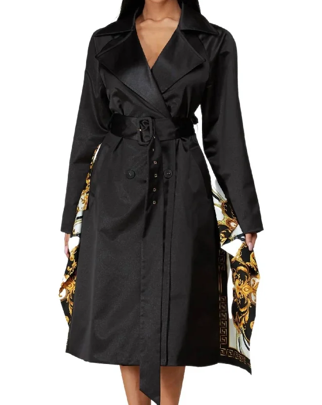 Clothing Sales Under The Moonlight Trench Coat In Black/gold Baroque