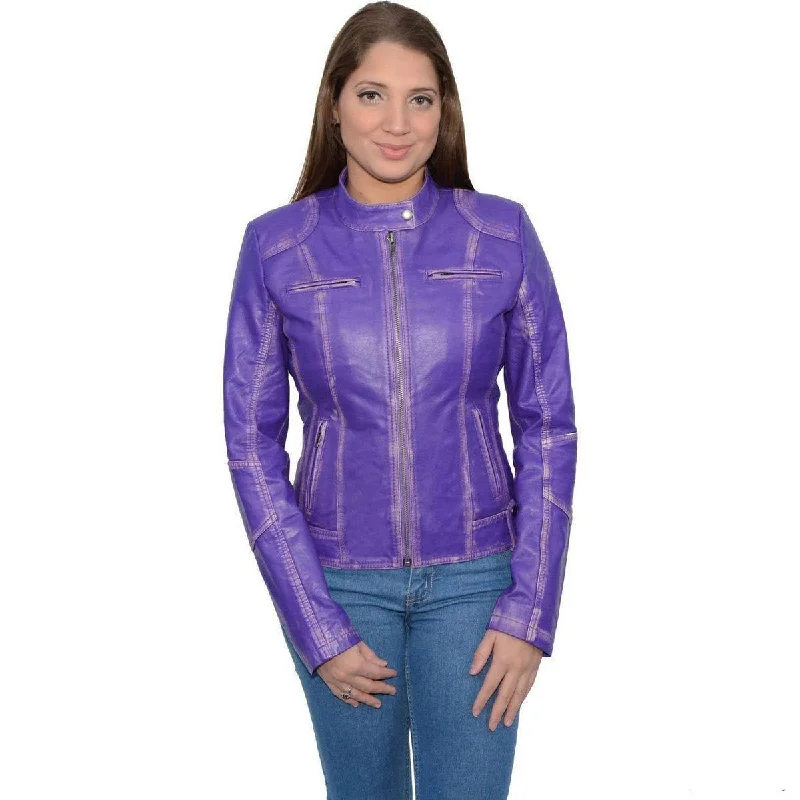 Trendy Boutiques Online Milwaukee Leather SFL2830 Women's Purple Scuba Style Sheepskin Fashion Leather Jacket Trendy Boutiques Online Milwaukee Leather SFL2830 Women's Purple Scuba Style Sheepskin Fashion Leather Jacket