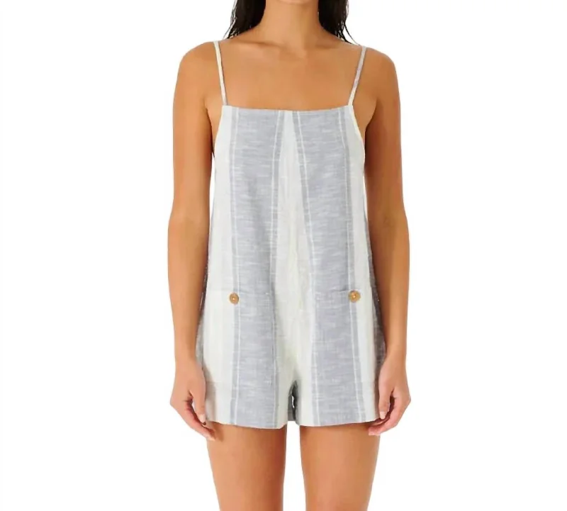Online Boutiques Clothing Classic Surf Stripe Romper In Blue