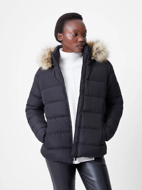 Sustainable Fashion Clothing For Women Faux Fur Hooded Puffer Jacket
