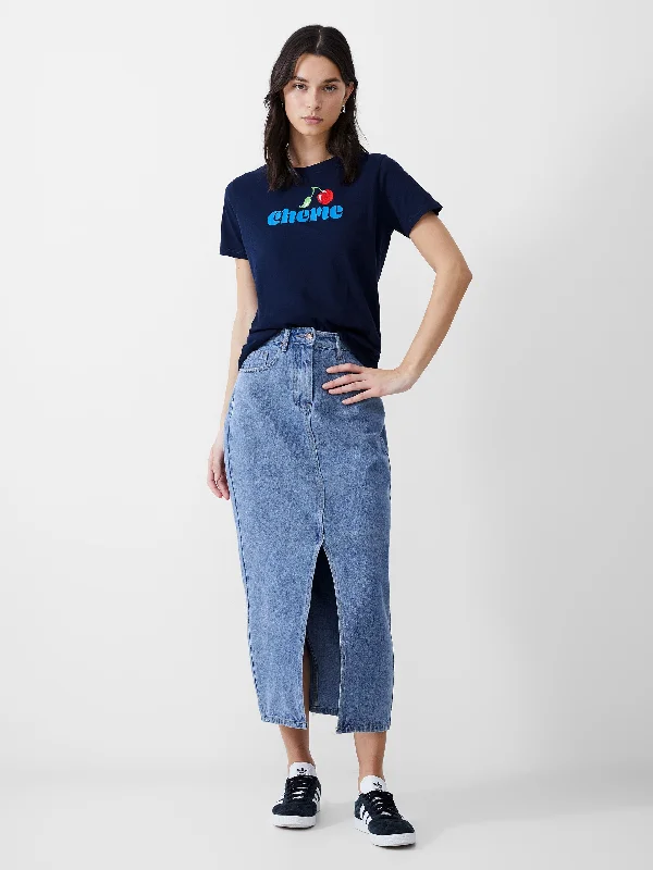 Women's Functional Apparel For Outdoor Activities Denim Midi Skirt